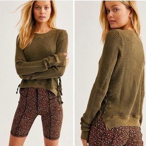 Free People Side Tie Long Sleeve Thermal Tee